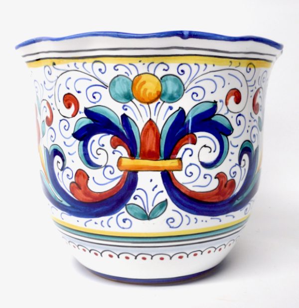 Deruta Ricco Blue 7.5" Large Scalloped Cachepot Planter
