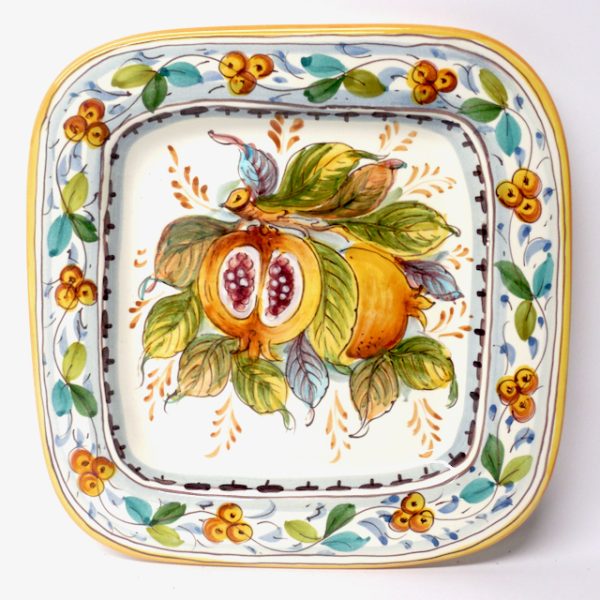 Tuscan 11X11” Square Serving/Dining/Wall Plate with Pomegranates