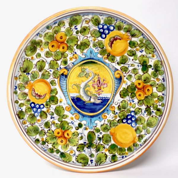 Tuscan 16” Round Serving/Wall Platter with Dolphin and Fruit